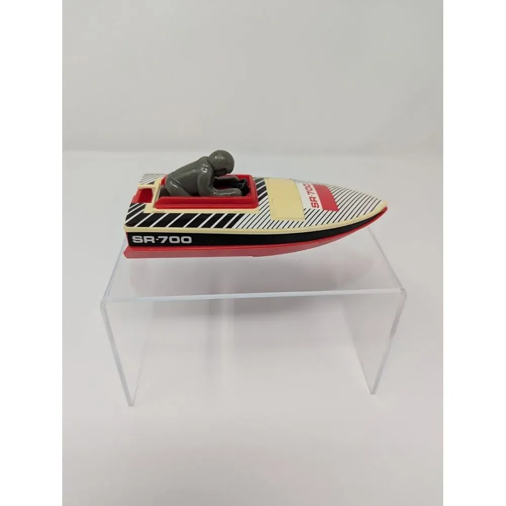 Vintage 1978 Tomy Speed Boat SR-700 Toy Black White Red No‎ Motor Made in China